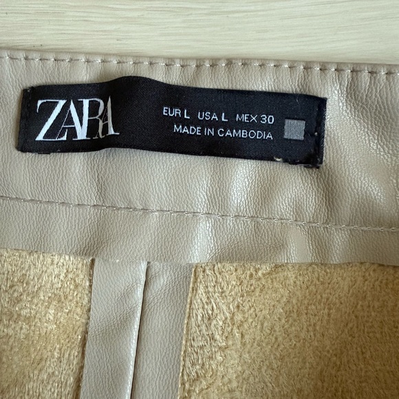 3/$10 Zara Tan Faux Leather Ankle Pants Sleek Minimalist Design - Picture 2 of 9